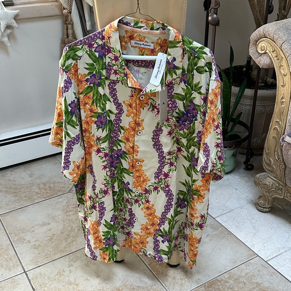 TOMMY BAHAMA NET Tropical cabana Floral Men's Shirt size XL